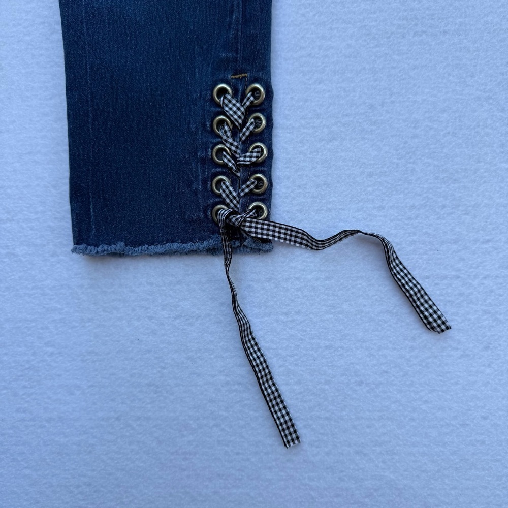 Hydraulic Lace-Up Hem Skinny Jeans Women’s Size 10 Blue Denim - Picture 6 of 12